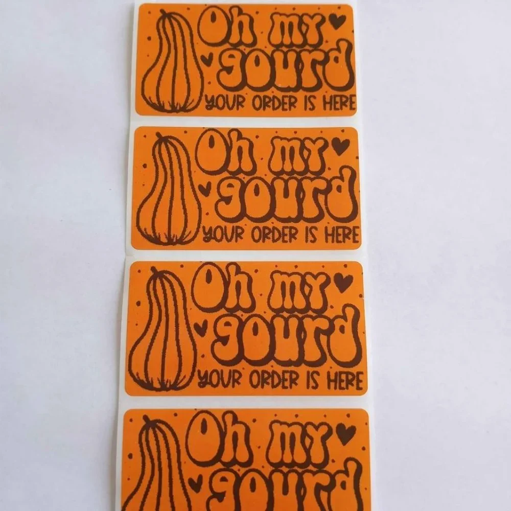 💙100 Oh My Gourd- Shipping Labels Thermal Packaging Stickers 2.25
